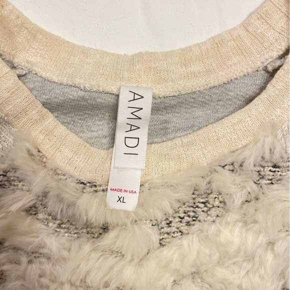 Anthropologie Amandi Pullover Sweater Faux Fur Womens Size XL Made In USA - Picture 3 of 11